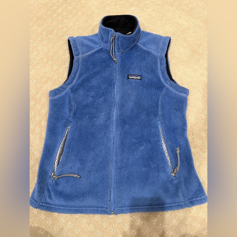 Patagonia Royal Blue Plush Fleece Vest Size Medium.